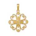 thumbnail image 4 of 14K Yellow Gold & White Rhodium Beaded Heart Petals Flower Pendant, 4 of 6