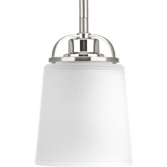 Progress Lighting West Village 1-Light Pendant, Brushed Nickel, Double Prismatic Glass Shade