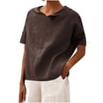 thumbnail image 1 of Camiseta con Botón Mujeres, Sudadera Casual Color Sólido Camiseta de Cuello en V de Manga Corta para Diario, Compras Y Salida, 1 of 8