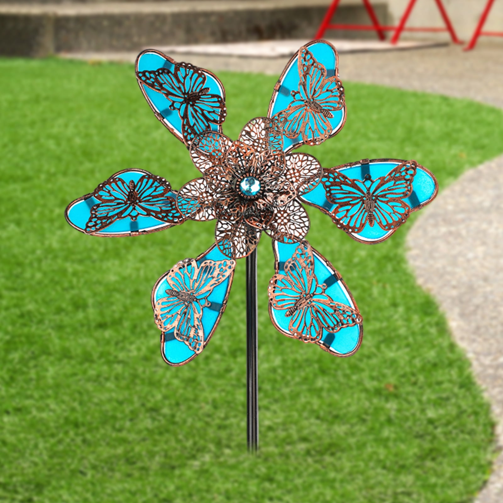 Wind Sculpture Spinners,Fluorescent Butterfly Retro Metal