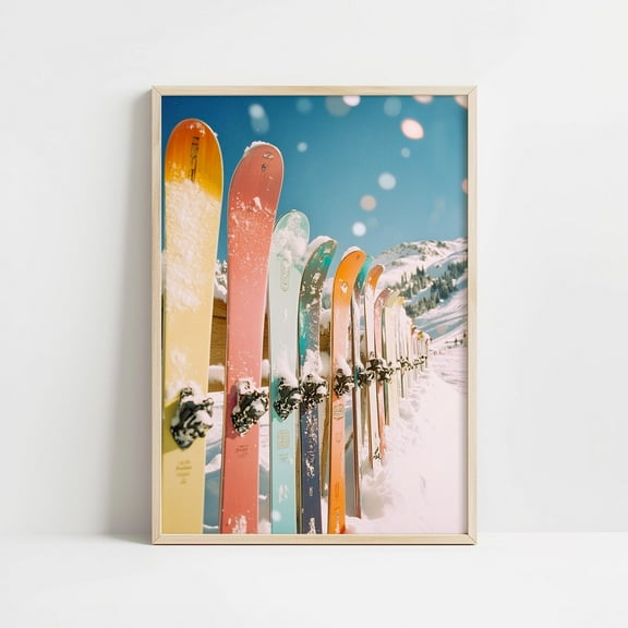 Modroom Colorful Retro Ski Wall Art | Vibrant Mountain Decor Snowy Ski Lodge Photography For Winter Adventure Lovers | Skiing Wall Art, Modern Wall Decor, 8x12 UNFRAMED