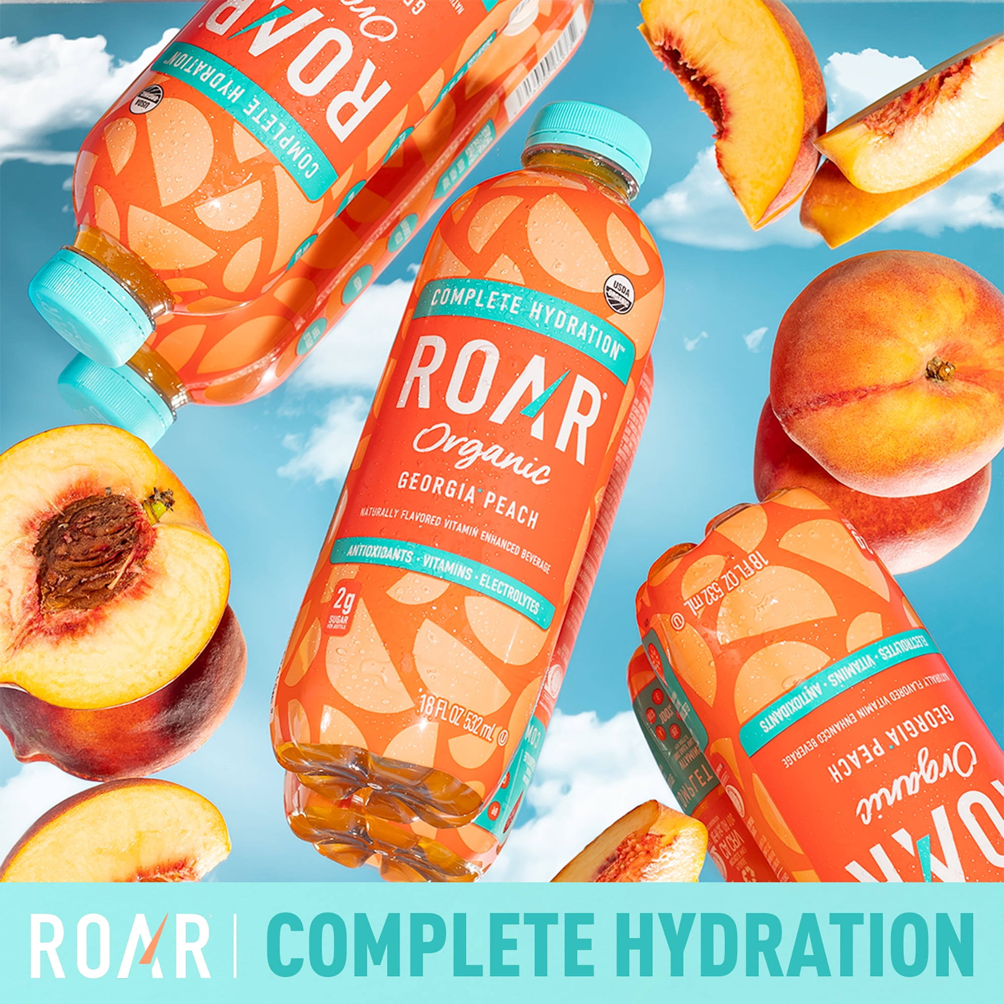 Roar Complete Hydration Organic - Georgia Peach - 12 x 18 oz