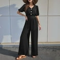thumbnail image 2 of CAIVO Stylish Women Jumpsuit Onesie Casual Wear Slim Fit With Waist Cinching Versatile Design For Summer Autumn Solid Color Breathable Dailywear, 2 of 6