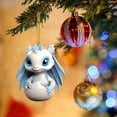 thumbnail image 3 of SIfdSeng Hanging Decorations Cute Little Dragon Christmas Pattern Print Home Tree Pendant Christmas Tree Pendant Home Decoration Window Sill Car Pendant Backpack Pendant Celadon Color, 3 of 5