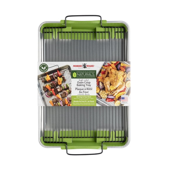 Nordic Ware Naturals High Sided Large Size Oven and Roasting Crisping Pan with rack
