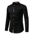 thumbnail image 2 of WREESH Men's Trendy Stand Collar Dress Shirts Casual Button Down Long Sleeve Solid Color Shirts Black, 2 of 9