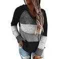 thumbnail image 3 of Sudadera con capucha para mujer Suéteres Color Block Sudaderas de manga larga Lounge Hoodie Tops Adepaton WMZY-673-21, 3 of 8