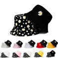 thumbnail image 2 of Summer Double-Sided Daisy Bucket Hats Women's Embroidery Hip Hop Panama Bob Caps Folded Beach Sun Fisherman Hat for Ladies Mens qym unisex, 2 of 2