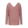 thumbnail image 4 of Lovskoo Sweaters for Women Long Sleeve Fall and Winter Knitted Shirt V-Neck Pullover Medium Length Twist Front Tops Sweater Pink, 4 of 4
