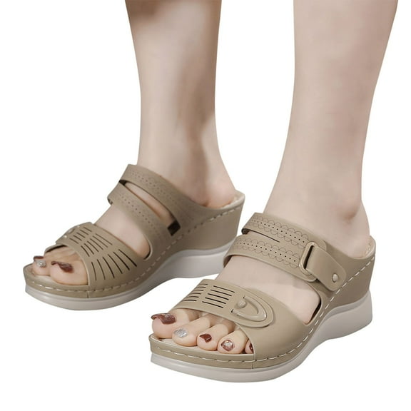 Mostsola Womens Sandals Fashion Lightweight Slip on Wedges Heels Open Toe Summer Dress Shoes