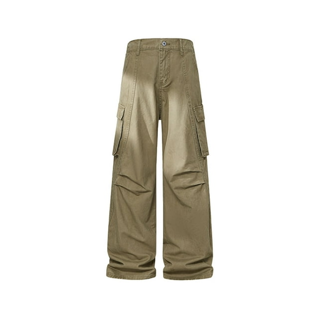 Wyobmus Pantalon Cargo Uni pour Homme Jambe Grand Bouton Taille Élastique Pantalon de Randonnée Léger Ripstop Résistant à l'Eau Pantalon Utilitaire avec Poches B-Beige