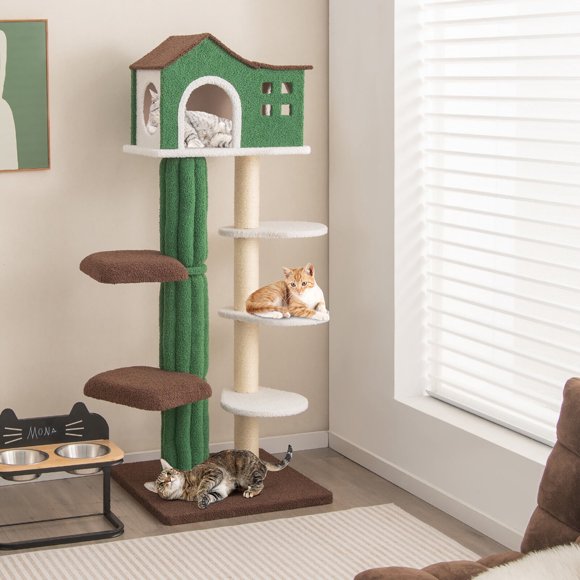 Gymax 7-Tier Modern Cat Tree Tower 61'' Cat Climbing Stand with Sisal Scratching Posts