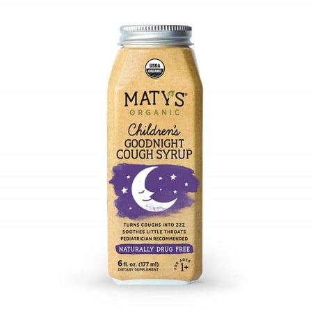 Maty's Organic Children's Goodnight Cough Syrup, Organic Cough Remedy, Soothes Throats With Organic Honey, Chamomile & Nutmeg, Immune Boosting, Helps Ease Common Cold Symptoms, 6 Oz