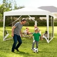 thumbnail image 4 of Gymax 10 FT x 10 FT Pop-Up Canopy Tent w/ Mesh Netting Carry Bag 8 Stakes & 4 Ropes Outdoor White, 4 of 10