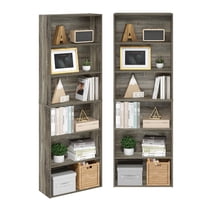 Furinno JAYA Set of 2 6-Tier Bookshelf 9.5 x 24.6 x 71 in French Oak