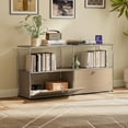 thumbnail image 5 of Cottinch 2-Tier Accent Cabinet,Metal Storage Cabinets with 2 Doors,Open Shelf,Freestanding Organizer for Living Room,Brown, 5 of 8