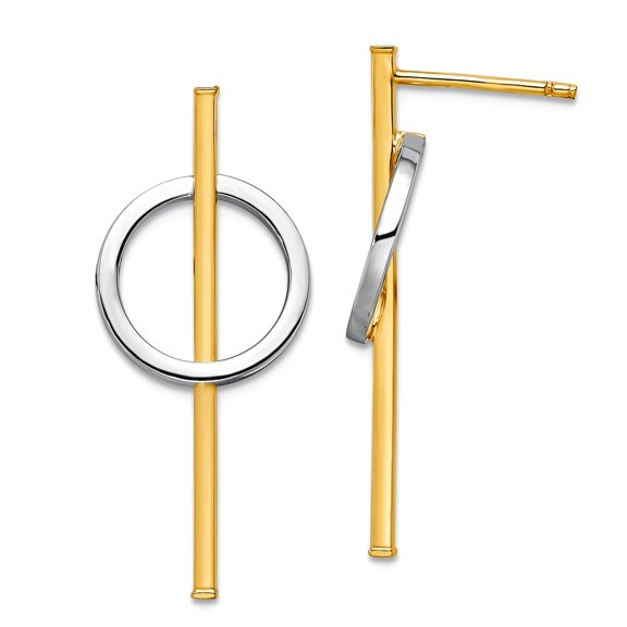 14k Two-tone Gold Post Long Drop Dangle Earrings 31.68x13.25mm Wide Dangle Earring for Women