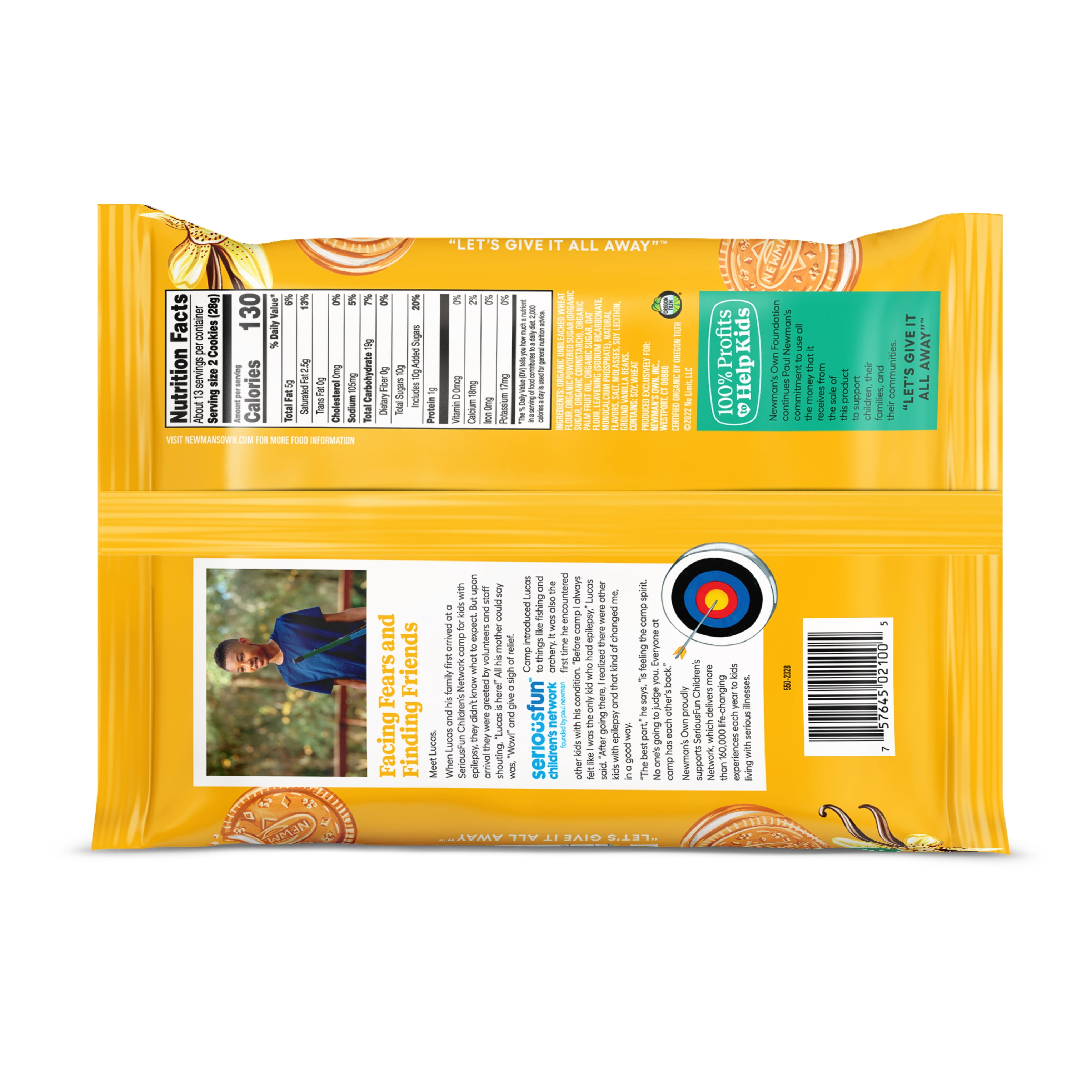 (6 Pack) Newman's Own Organics Kosher Vanilla Crème Cookies, 13 Oz