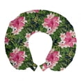 thumbnail image 1 of Floral Travel Pillow Neck Rest, Exotic Summer Pattern with Tropical Flowers and Leaves Blooming Hawaiian Jungle, Memory Foam Traveling Accessory Airplane and Car, 12", Multicolor, by Ambesonne, 1 of 2