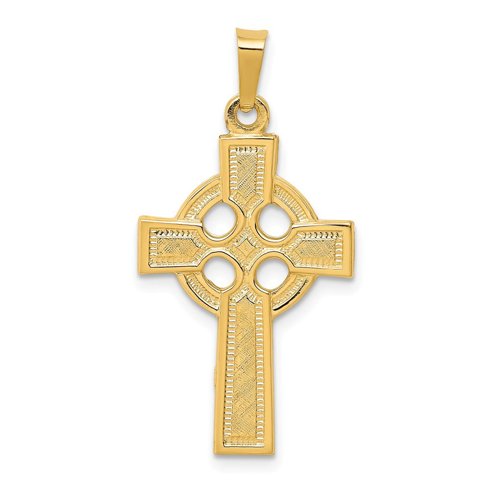 しっかりし Solid 14k Yellow Gold Celtic Knot Irish Claddagh Cross Pendant