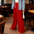 thumbnail image 4 of Women'S Fleece Lined Sweatpants Foldover Waistband Drawstring Wide Leg Sweat Pants Fashion Lounge Pants With Pockets, 4 of 9