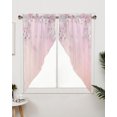 thumbnail image 3 of Swag Curtains, Spring Romantic Pink Peach Flowers Rod Pocket Kitchen Curtains Valances Tier Curtains Swag Valance Curtains for Bedroom Living Room 36" x 45", 2 Panels, 3 of 6