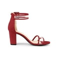 thumbnail image 3 of BLISSFUL STEP Women's Clear Ankle Strap Chunky Heel Sandals, 3 of 6