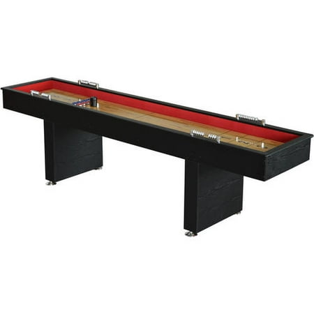 Avenger 9-Foot Shuffleboard for Family Game Rooms with Padded Gutters, Leg Levelers, 8 Pucks, Brush and Wax