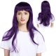 thumbnail image 2 of Pelucas onduladas y largas de pelo sintético para mujer, con flequillo, para fiestas, cosplay, 70 cm, color morado., 2 of 13