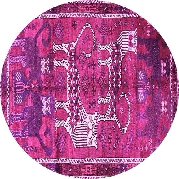 Ahgly Company Indoor Round Animal Pink Traditional Area Rugs, 5' Round