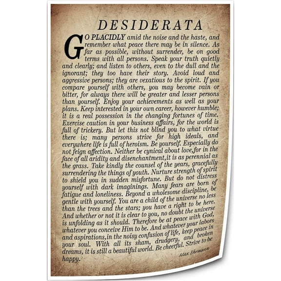 Desiderata Poem Wall Art Vintage Max Inspirational Poster Poetry Wall Art Canvas Panels Decor Home Picture for Hallway Prints for Bathroom