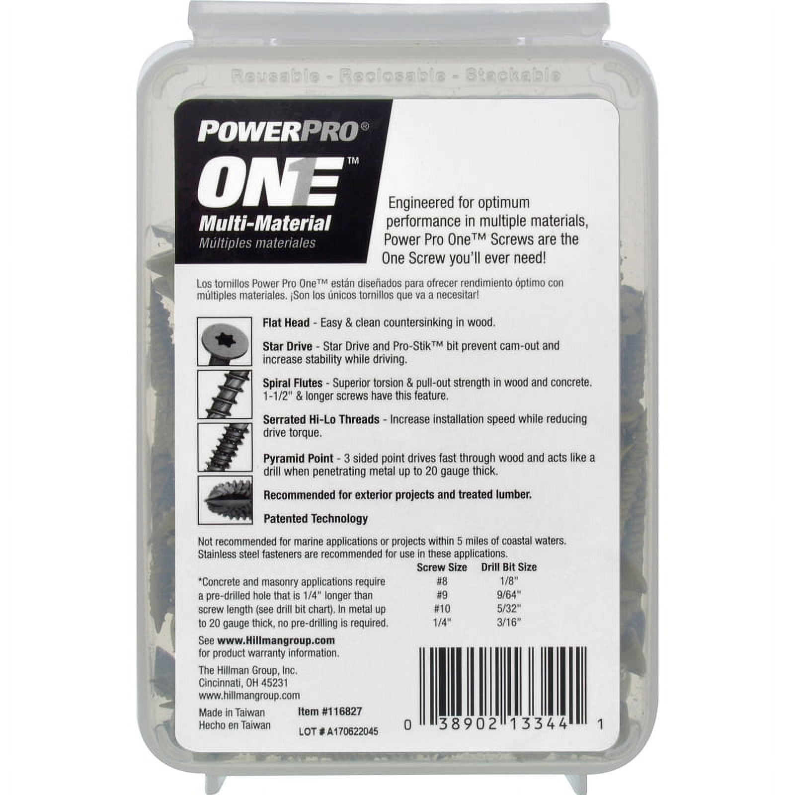 Hillman POWERPRO ONE No. 8 X 2 in. L Star Flat Head Multi-Material Screw 1 lb 121 pk