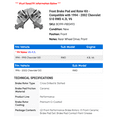 thumbnail image 2 of Front Brake Pad and Rotor Kit - Compatible with 1994 - 2002 Chevy S10 RWD 4.3L V6 1995 1996 1997 1998 1999 2000 2001, 2 of 3