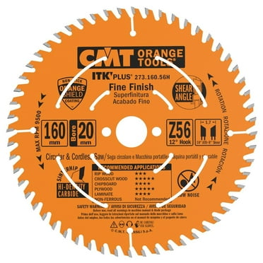 CMT Orange Tools 273.160.56H ITK Plus FINE Finish Saw Blade HW 160X1.8/1.2X20( 16) Z=56 A