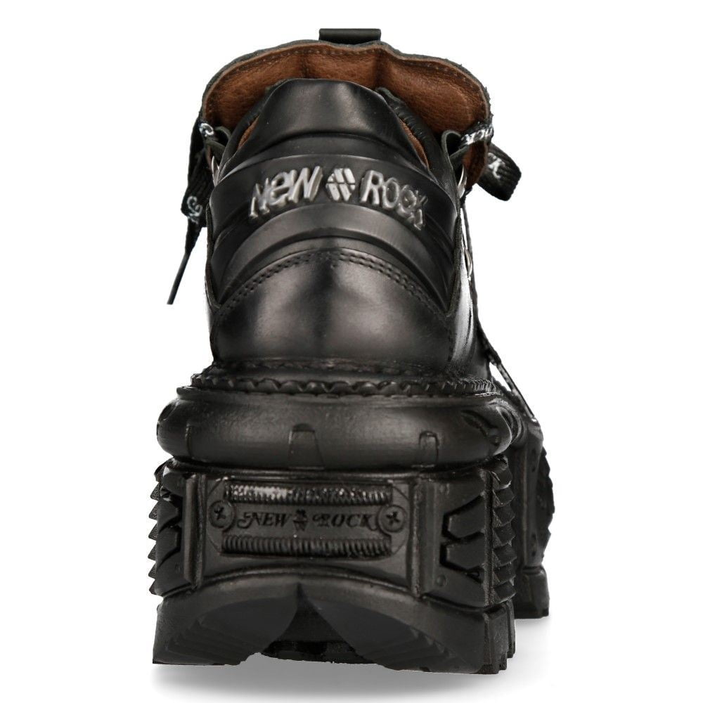 ne w rock New Rock Boots M-TANK120N Unisex Black 100% Leather Goth Platform