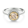 thumbnail image 2 of Gem Stone King 925 Silver and 10K Yellow Gold Peach Morganite and White Lab Grown Diamond Halo Engagement Ring for Women (0.52 Cttw, Gemstone October Birthstone, Round 5MM, Size 6), 2 of 3