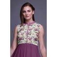 thumbnail image 5 of Bimba Dark Magenta Floral Printed Women Designer Mandarin Collar Anarkali Dress Indian Ethnic Kurta X-Large, 5 of 6
