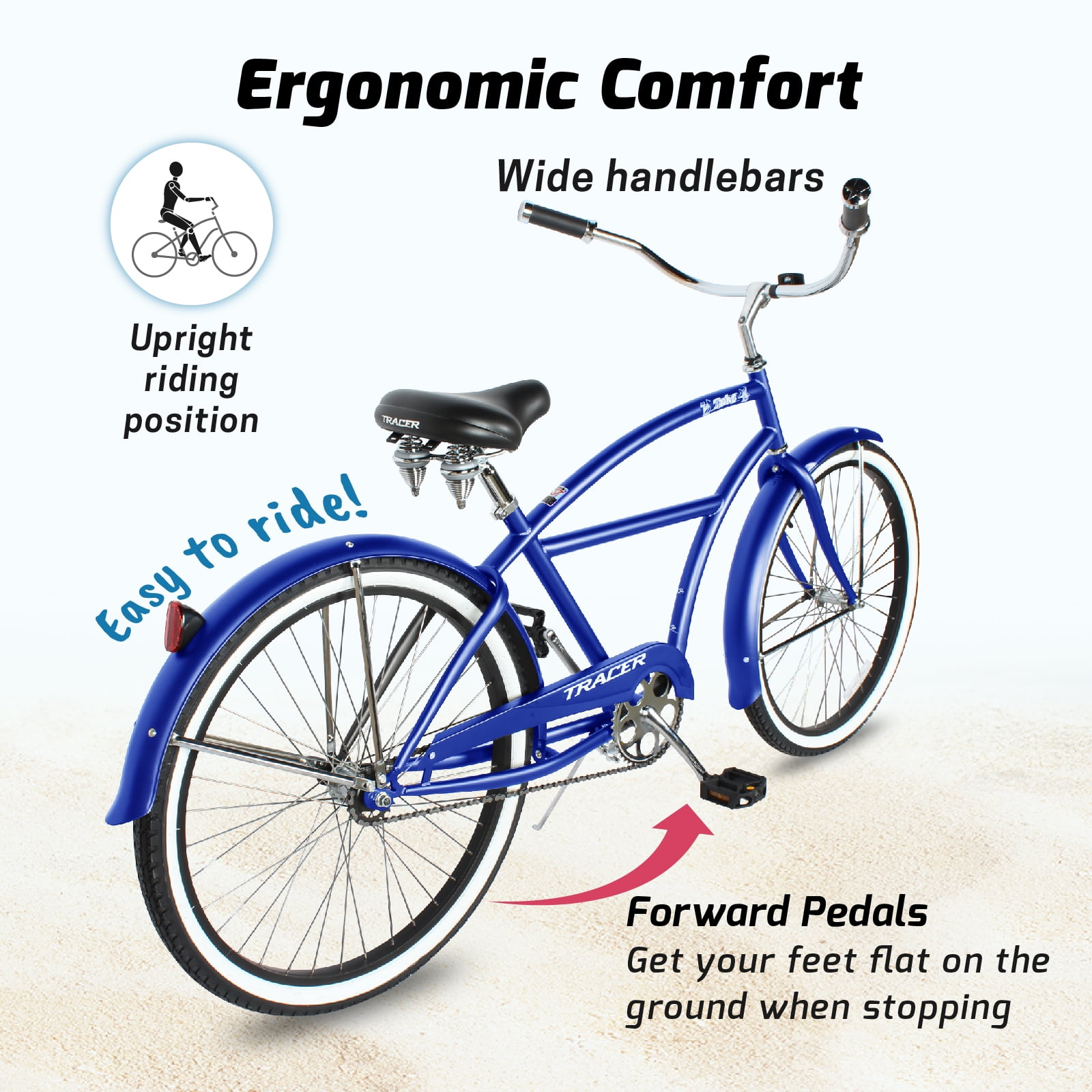 Tracer Taha 26 Inch Beach Cruiser Bikes Single Speed with