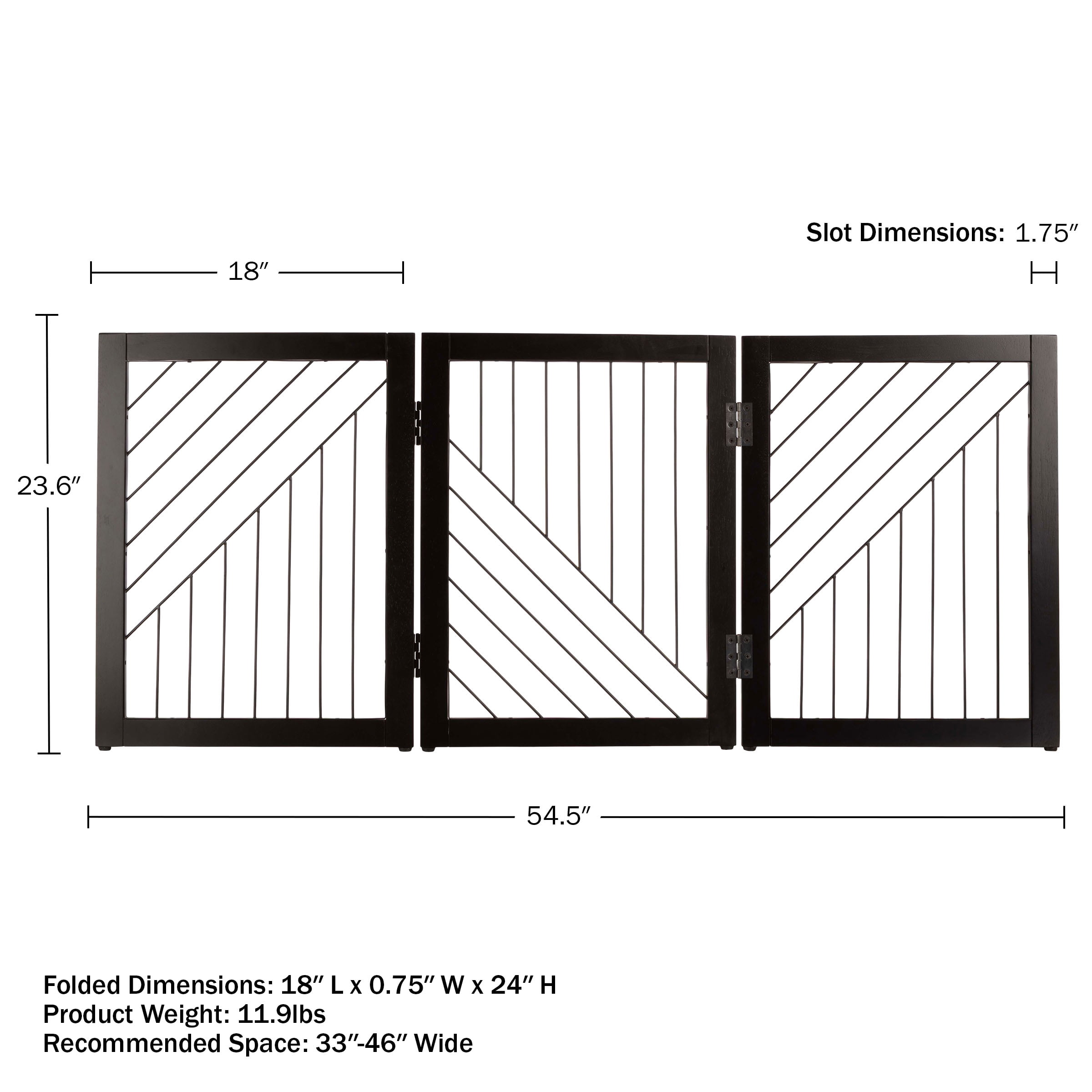 PETMAKER 3-Panel 24-Inch Freestanding Foldable Pet Gate for Stairs (Black)