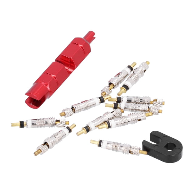 Tire Valve Core Remover Set 10PCS Bike Valve Core Remover Tool Kit Repair Set French Brass For Mountain Bicycle