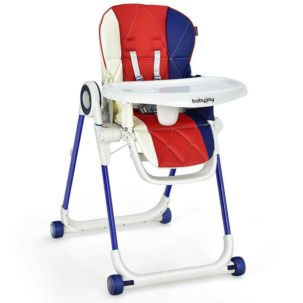 Babyjoy Chaise Haute Pliable avec 4 Roues Verrouillables Coloré