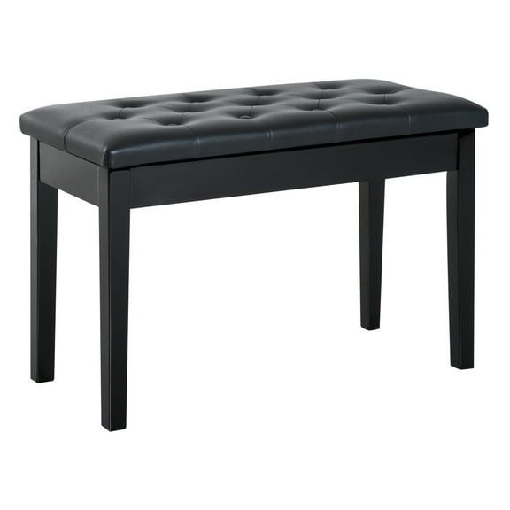 CoSoTower Piano Bench, Duet Piano Chair with Faux Leather Padded Cushion and Wooden Frame, Button Tufted Keyboard Bench, Black