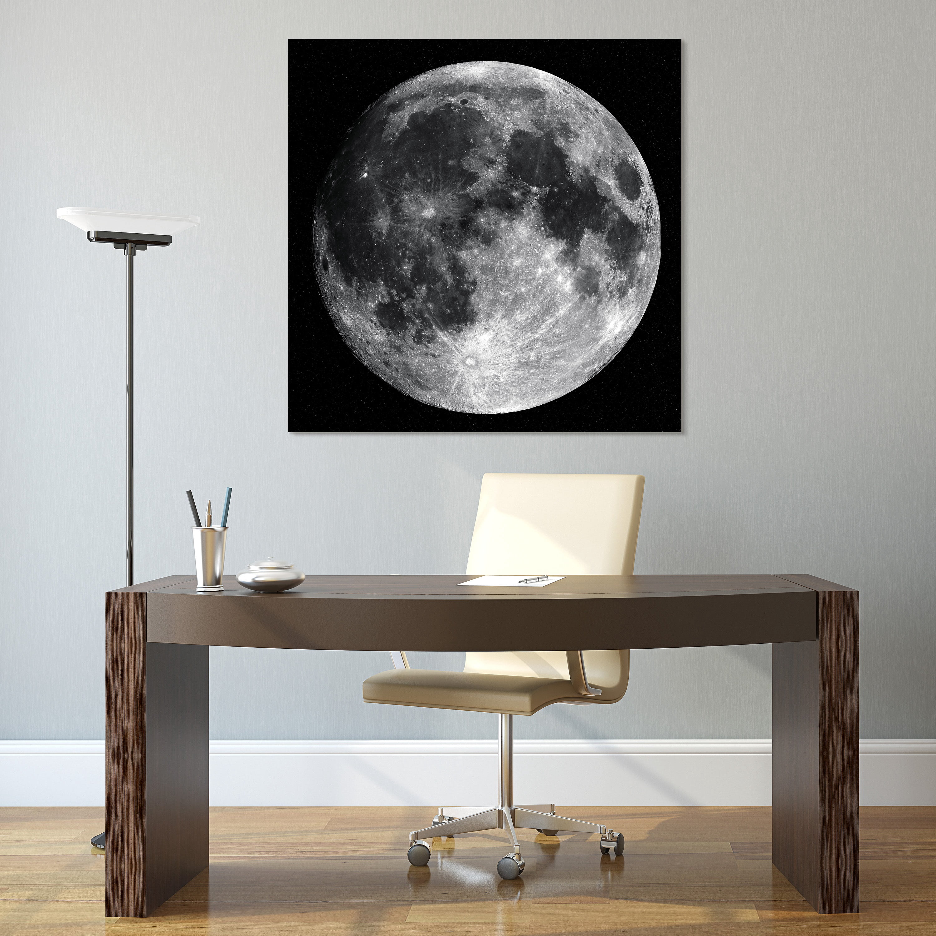Empire Art Direct Full Moon Frameless Free Floating Tempered Glass Panel Graphic Wall Art, 40" x 40" x 0.2", Ready to Hang