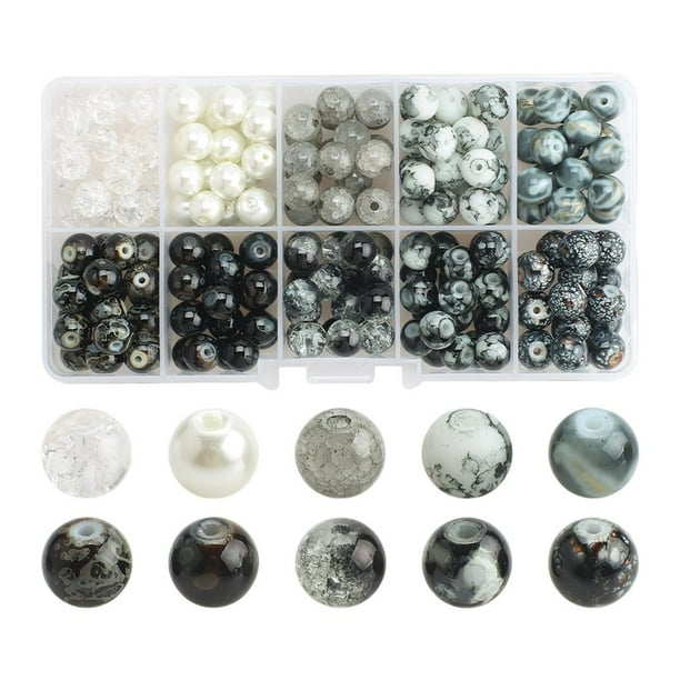 Cuentas redondas Hugo 200 Piezas 8 mm Degradado Blanco Negro