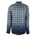 thumbnail image 4 of Men's Slim Fit Linen Dip Dyed Gingham Long Sleeve Shirt Medium, 4 of 5