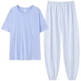 thumbnail image 3 of Pijamas de mujer de verano de algodón fino de manga corta pantalones lindos de dibujos animados sueltos de talla grande traje de ropa de casa, 3 of 6
