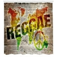 thumbnail image 3 of Ambesonne Rasta Shower Curtain, World Map Reggae Words, 69"Wx84"L, Pale Brown Orange, 3 of 3