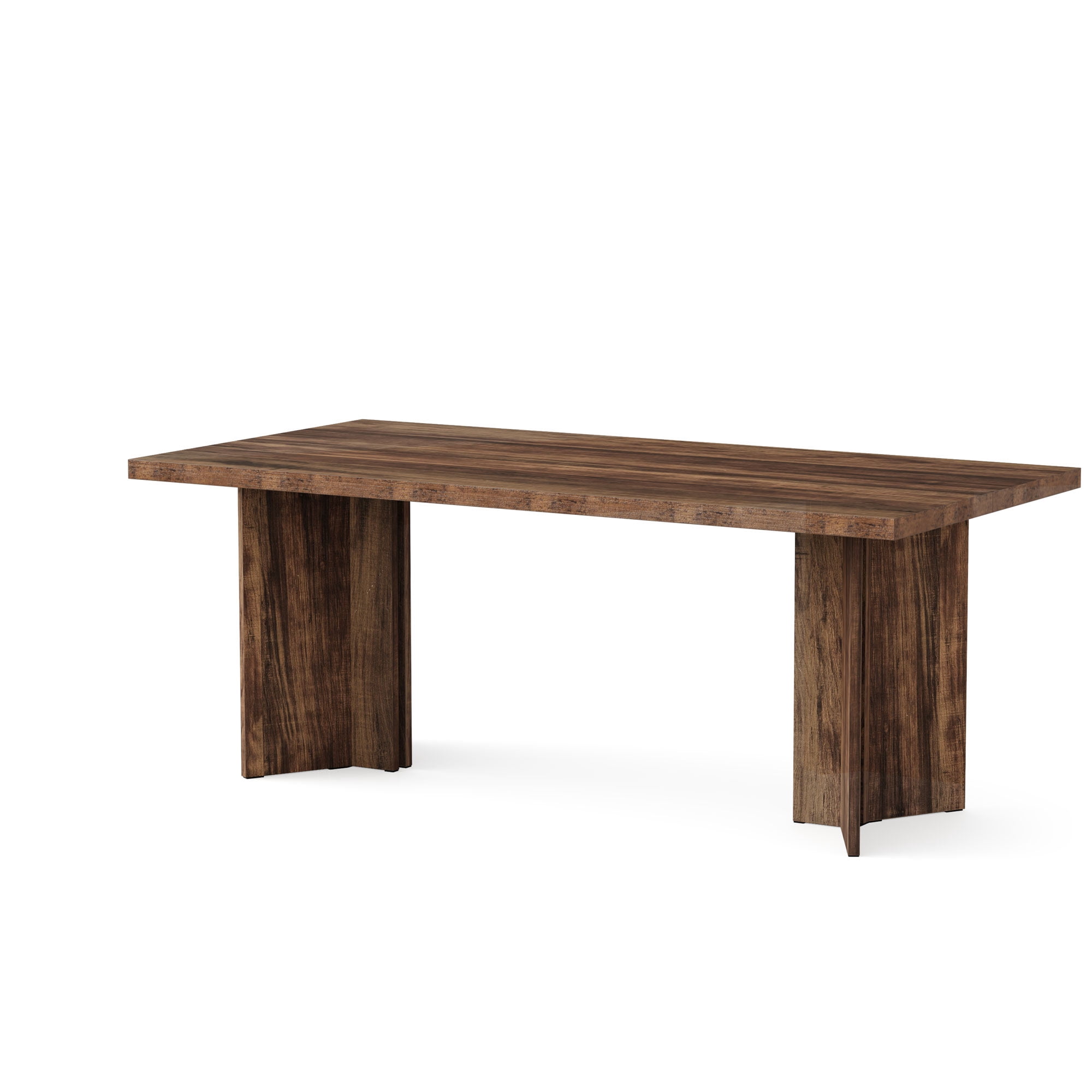 MAYEERTY 63 Inch Rectangular Farmhouse Dining Table, Vintage Walnut Wood Kitchen Dinner Table for 4 to 6 People, 300 LBS Heavy Duty E1 Chipboard Work Desk