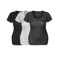 thumbnail image 6 of Emmalise Women's Short Sleeve Tshirt Scoop Neck Tee Value Set (3Pk, Blk, HthCharcoal, Wht, Large), 6 of 6