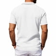 thumbnail image 6 of Cotton Linen Tees For Men Lapel Short Sleeve Button Down Tees Summer Loose Casual Pullover Tops With Pocket (S, White), 6 of 7